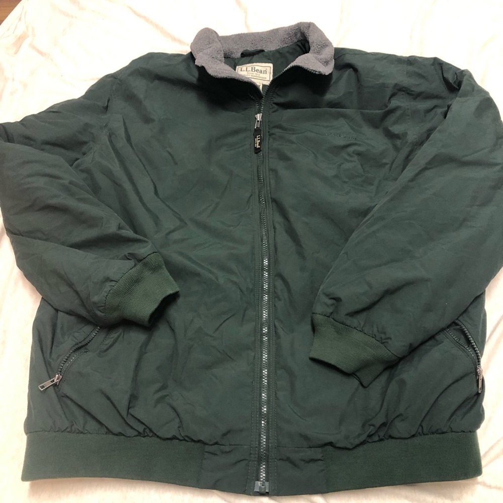 L.L. Bean Forest Green Men's Jacket with Gray Collar